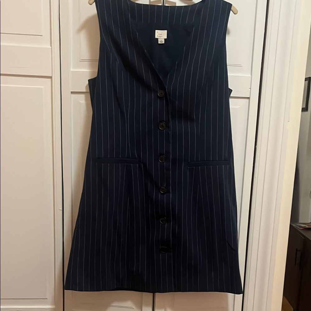 Tailored Mini Pinstripe Vest Dress- EUC Size L